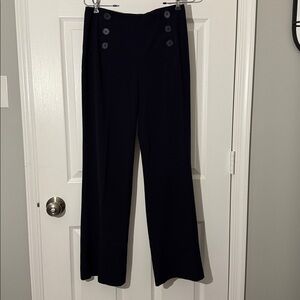 Josephine Chaus Navy Blue Slacks with wide legs and Button Accents, Size 4